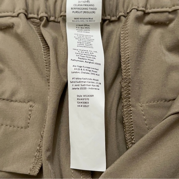 Alo High-Waist Pursuit Trouser Pants Womens Size S Regular Fit Stretch Beige - Picture 8 of 8
